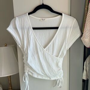Brandy Melville Cream Wrap Blouse